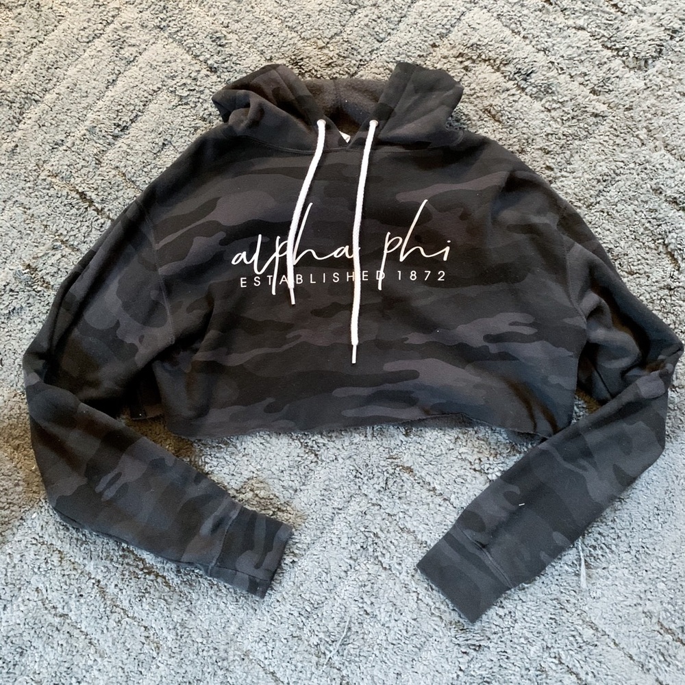 Alpha Phi Cropped Camo Sweatshirt